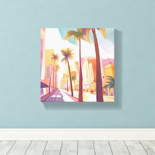 Toile Miami Morning | Aquarelle Peinture South Beach (Insitu (Plancher de Bois))