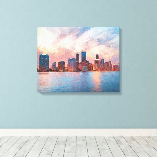 Toile Miami Skyline (Insitu (Plancher de Bois))