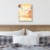 Toile Miami Sunrise | Aquarelle jaune Peinture Skyline (Insitu(Chambre))