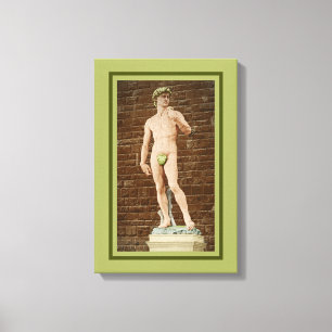 TOILE MICHELANGELO DAVID AVEC FEUILLES DE FIGURE