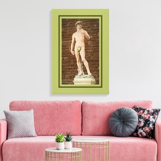 TOILE MICHELANGELO DAVID AVEC FEUILLES DE FIGURE (Insitu(Salon))