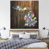 Toile Michigan Counties License Plate Map Canvas 2014 (Insitu(Chambre))