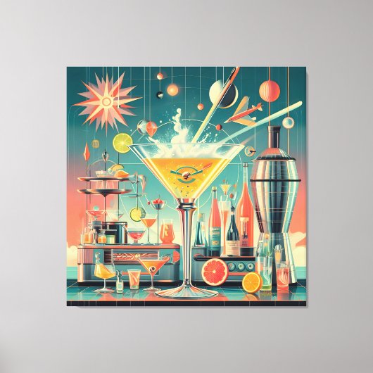 Toile Mid Century Atomic Futuristic Citrus Martini Bar (Recto)