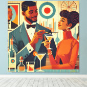 Toile Mid Century Cocktail Party Couples - Soirée Hosts (Insitu (Plancher de Bois))