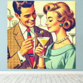 Toile Mid Century Cocktail Party Couples - Temptation (Insitu (Plancher de Bois))