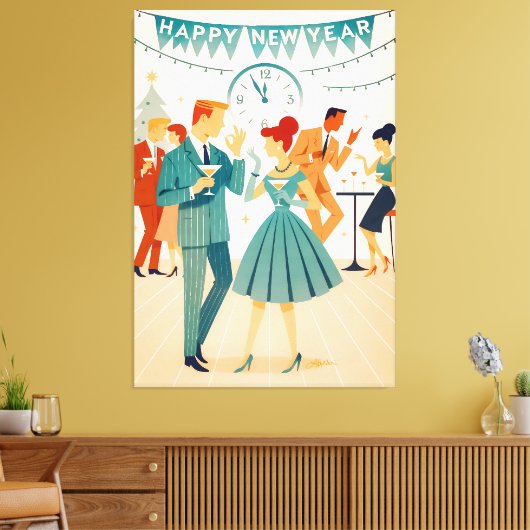 Toile Mid Century Happy New Year The Martini Dance (Insitu(Salon))