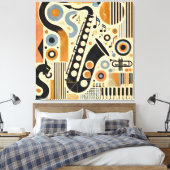 Toile Mid Century Jazz Age Minimalist Art Saxophone (Insitu(Chambre))