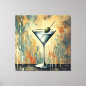 Toile Mid Century Mixed Media Martini Art (Recto)