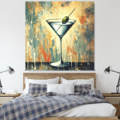 Toile Mid Century Mixed Media Martini Art (Insitu(Chambre))