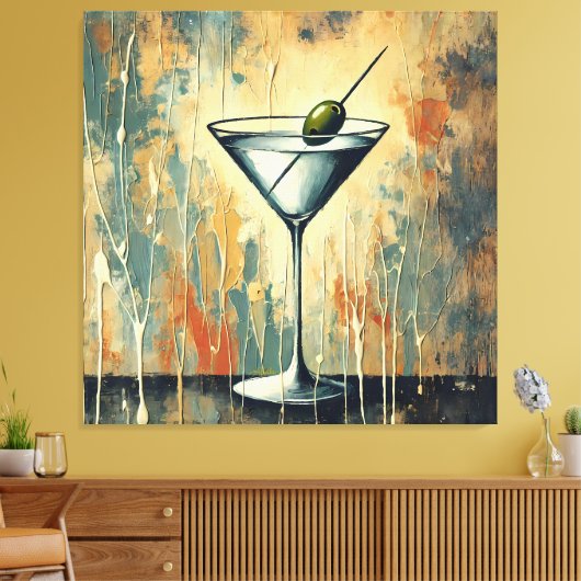Toile Mid Century Mixed Media Martini Art (Insitu(Salon))
