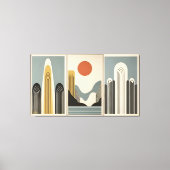 Toile Mid Century Modern Art Mountain Lake Sunrise (Recto)