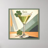 Toile Mid Century Modern Art Shamrock Martini Sláinte!  (Recto)