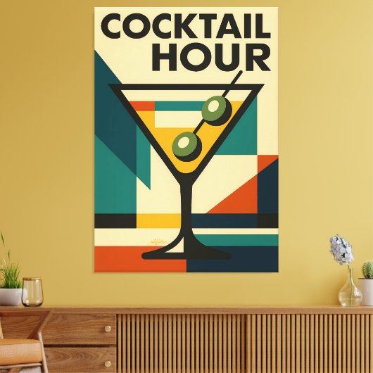 Toile Mid Century Modern Bauhaus Cocktail Hour Martini (Insitu(Salon))