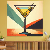 Toile Mid Century Modern Color Block Martini Art (Insitu(Salon))