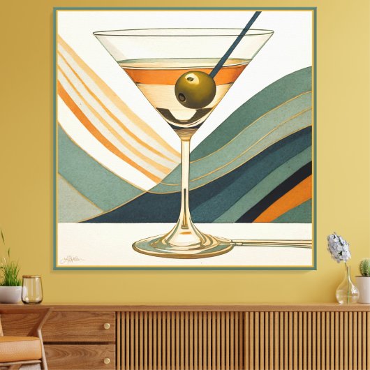 Toile Mid Century Modern Martini Cocktail Heure (Insitu(Salon))