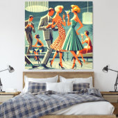 Toile Mid Century Modern Martini Dance Cocktail Party (Insitu(Chambre))