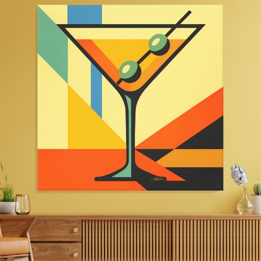 Toile Mid Century Modern Sunrise Bauhaus Martini (Insitu(Salon))