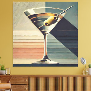 Toile Mid Century Moderne 2 Olive Martini Cocktail Heure