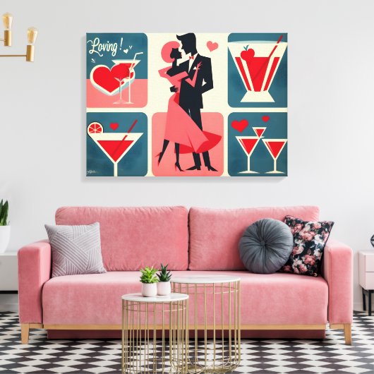 Toile Mid Century Valentine Dancing Couple (Insitu(Salon))