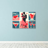 Toile Mid Century Valentine Dancing Couple (Insitu (Plancher de Bois))