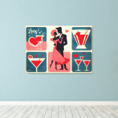 Toile Mid Century Valentine Dancing Couple (Insitu (Plancher de Bois))