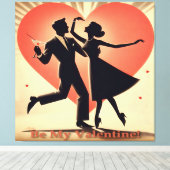 Toile Mid Century Valentine Dancing Couple avec Martini (Insitu (Plancher de Bois))