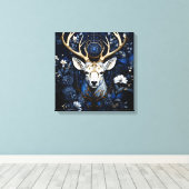 Toile Midnight Celestial Floral Gothic Deer  (Insitu (Plancher de Bois))