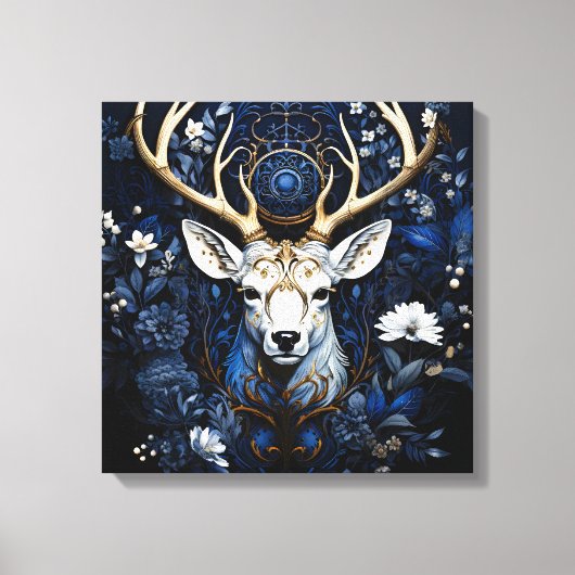 Toile Midnight Celestial Floral Gothic Deer  (Recto)