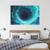 Toile Midnight Currents – 60" x 40" Abstrait Océan Fluid (Insitu(Chambre))