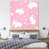 Toile Mignon Lapin Kawaii Rose Doodle (Insitu(Chambre))
