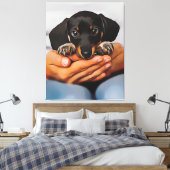 Toile Mignonne Chiot Dachshund Mensongé À genoux Humains (Insitu(Chambre))