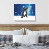 Toile Mignonne French Bulldog Etoiles de neige Bleu Noël (Insitu(Chambre))