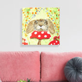 Toile Mignonne lapin qui passe sur Toadstool Canvas (Insitu(Salon))