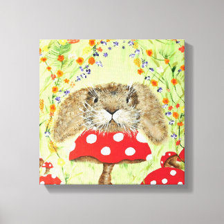 Toile Mignonne lapin qui passe sur Toadstool Canvas