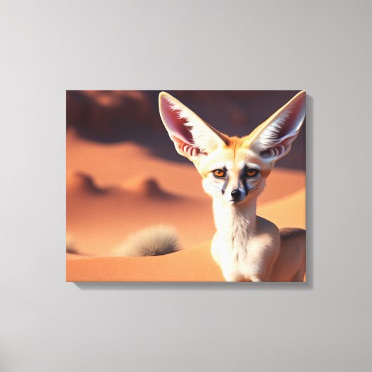 Toile Mignonne renard de Fennec dans le désert (Recto)