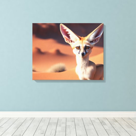 Toile Mignonne renard de Fennec dans le désert (Insitu (Plancher de Bois))