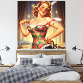Toile Mignonne rousse fille avec chien (Insitu(Chambre))