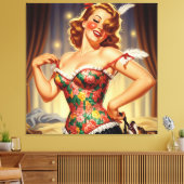Toile Mignonne rousse fille avec chien (Insitu(Salon))