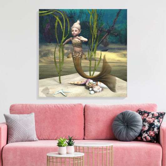 Toile Mignonne sirène de bébé (Insitu(Salon))