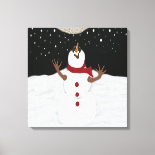 Toile Mignonne Snowman Jouit De La Peinture Sur La Lune (Recto)