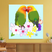 Toile Mignons Inséparables Fleurs Tropicales Oiseau Roma (Insitu(Salon))