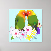 Toile Mignons Inséparables Fleurs Tropicales Oiseau Roma (Recto)