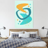 Toile Milieu du siècle Ère atomique 7 Aqua, sarcelle, or (Insitu(Chambre))
