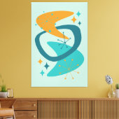 Toile Milieu du siècle Ère atomique 7 Aqua, sarcelle, or (Insitu(Salon))