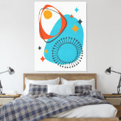 Toile Milieu du siècle moderne Âge atomique 14 Bleu, Rou (Insitu(Chambre))