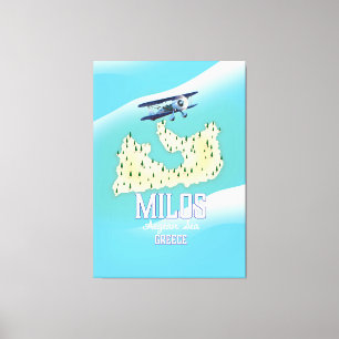 Toile Milos, île grecque Carte de voyage poster art.