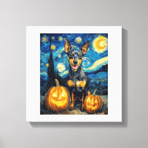 Toile Miniature Pinscher Chien Mignon Halloween Jack O L
