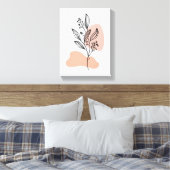 Toile Minimal Line Art Floral Canvas – Soft Pastel Botan (Insitu(Chambre))