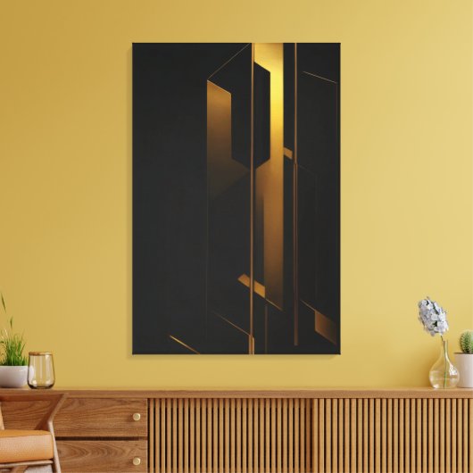 Toile Minimalisme Doré Vertical (Insitu(Salon))