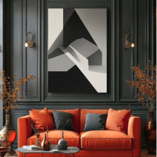 Toile Minimalist Abstract Black White Gray